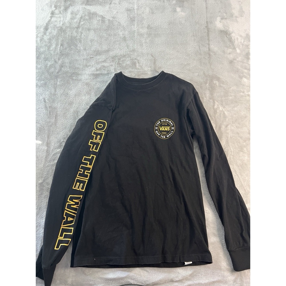 Vans Off The Wall Long Sleeve Shirt Men's Small Black Graphic Skate Tee OTW
